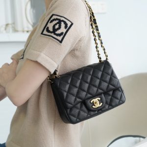 CF Classic Flap |荔枝纹 方胖子 黑金 图1
