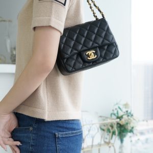 CF Classic Flap |荔枝纹 方胖子 黑金 图3