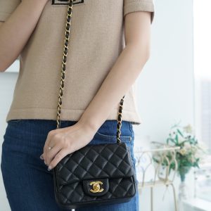 CF Classic Flap |荔枝纹 方胖子 黑金 图5