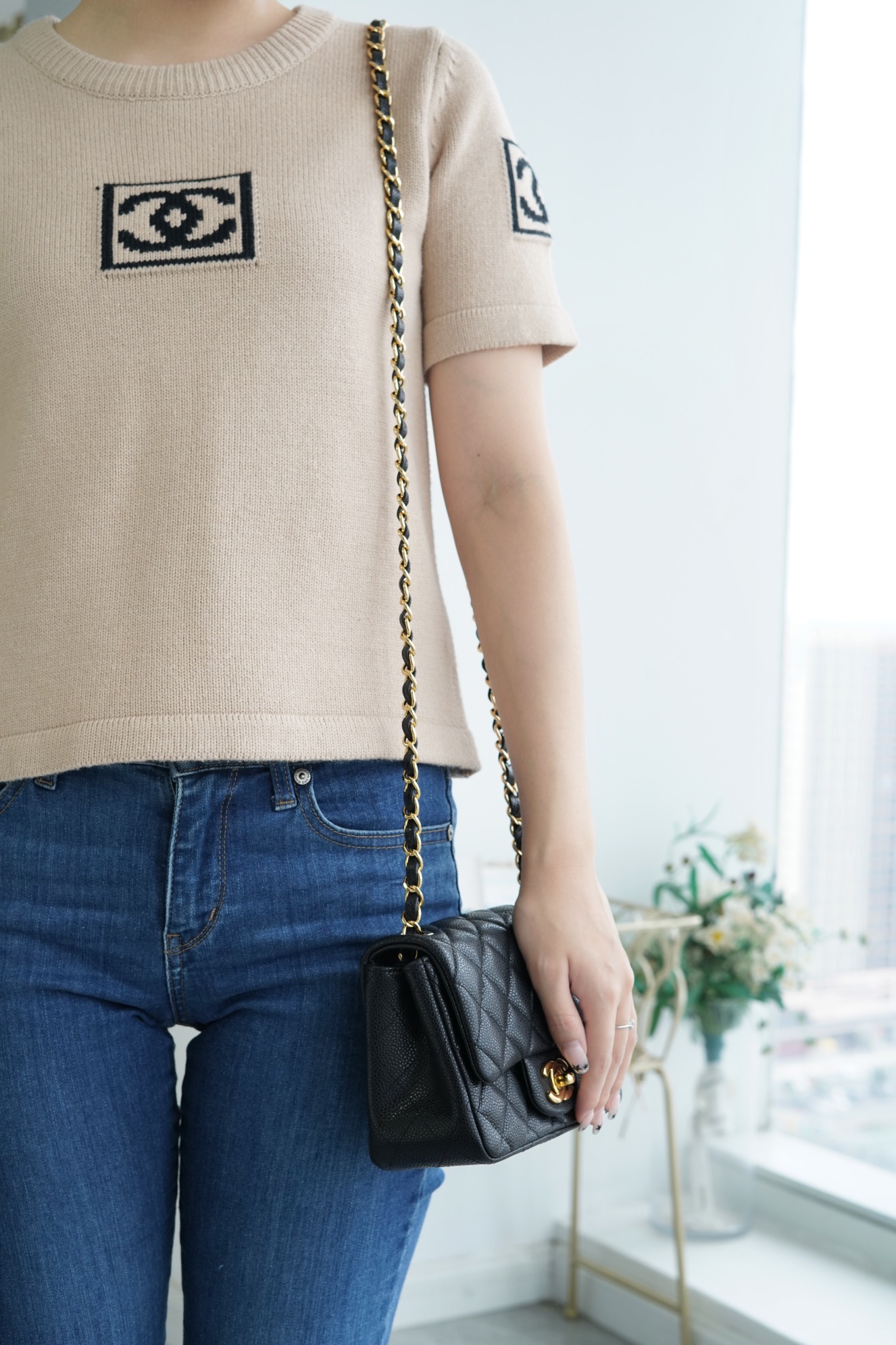 CF Classic Flap |荔枝纹 方胖子 黑金 图6