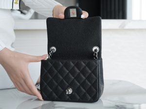 CF Classic Flap |荔枝纹 方胖子 黑银 图7