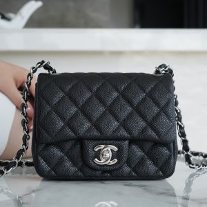 CF Classic Flap |荔枝纹 方胖子 黑银 图1