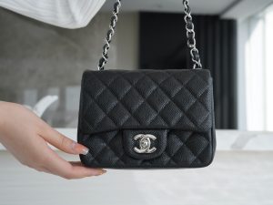 CF Classic Flap |荔枝纹 方胖子 黑银 图2