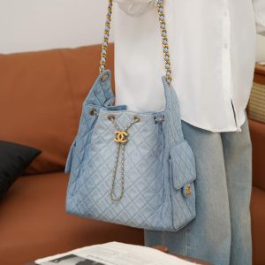 Chanel hobo bag 浅蓝牛仔 中号 图7