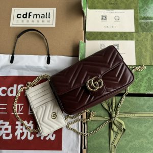 【配置专柜包装】GG Marmont系列饰卡包迷你链条钱包。双G配件设计在品牌现代风格中注入传统精髓,为衣橱带来隽永单品 图1