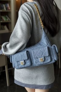 Chanel 25c早春多口袋浅牛仔hobo 大号 图7