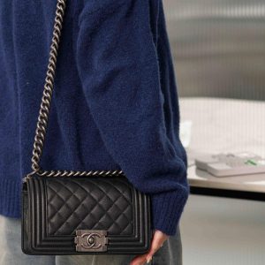 Chanel Leboy 小球纹 黑银小号 图1