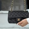 CF Classic Flap |荔枝纹 Mini 黑浅金 图1
