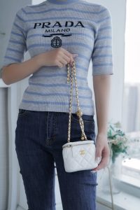 chanel金属球系列 22b新款小盒子 正品皮 白色◽ 图6