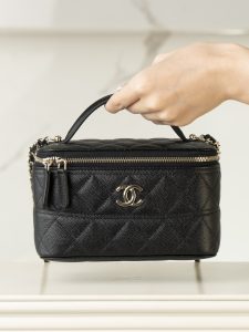 Chanel 25c 新款 手柄盒子包 黑金荔枝牛 图2