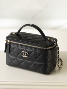 Chanel 25c 新款 手柄盒子包 黑金荔枝牛 图3