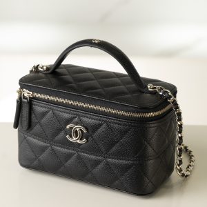 Chanel 25c 新款 手柄盒子包 黑金荔枝牛 图3