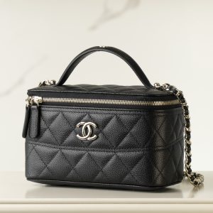 Chanel 25c 新款 手柄盒子包 黑金荔枝牛 图4