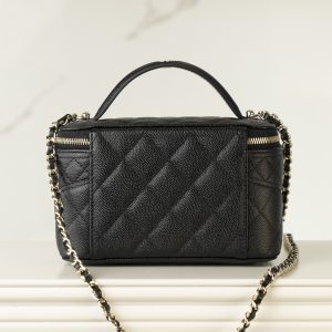 Chanel 25c 新款 手柄盒子包 黑金荔枝牛 图5