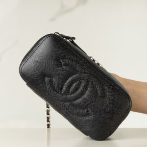 Chanel 25c 新款 手柄盒子包 黑金荔枝牛 图9