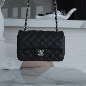 CF Classic Flap |荔枝纹 Mini 黑银 图1