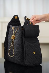 Chanel hobo bag 黑色牛仔 中号 图6