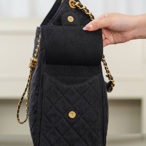 Chanel hobo bag 黑色牛仔 中号 图8