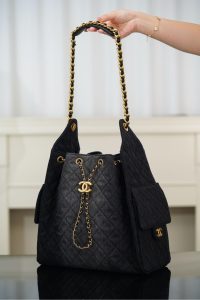 Chanel hobo bag 黑色牛仔 中号 图9