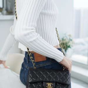 CF Classic Flap |荔枝纹 Mini 黑金 图5