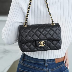 CF Classic Flap |荔枝纹 Mini 黑金 图7