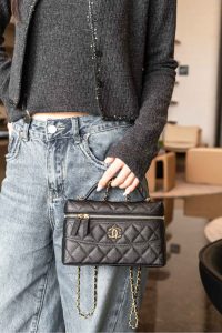 Chanel 25c 手柄盒子包 荔枝牛 黑金 图1