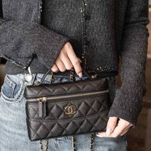 Chanel 25c 手柄盒子包 荔枝牛 黑金 图3