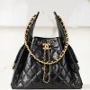 Chanel small hobo 抽绳水桶包 黑金 小号 图1