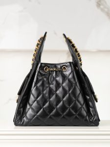 Chanel small hobo 抽绳水桶包 黑金 小号 图3