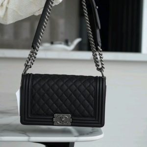 Chanel Leboy 大球纹 黑银中号 图1