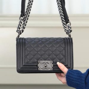 Chanel Leboy 小球纹 黑银小号 图1