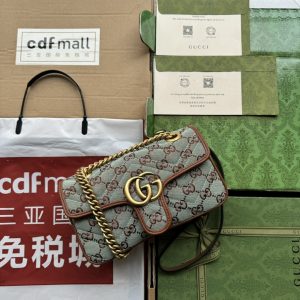 。【配置专柜包装】GG Marmont系列牛仔小号肩背包。这款单品出自Gucci Lido系列,设计灵感源自意大利海岸的 图1