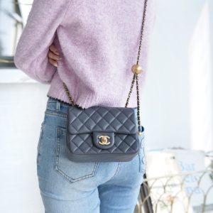 Chanel 金属球方胖子 深灰色 图6