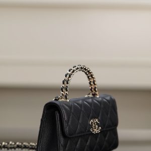 Chanel 25s 交叉手柄kelly 黑金 横版 图3