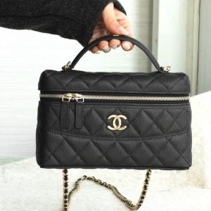 Chanel 25c 手柄盒子包 荔枝牛 黑金 图1