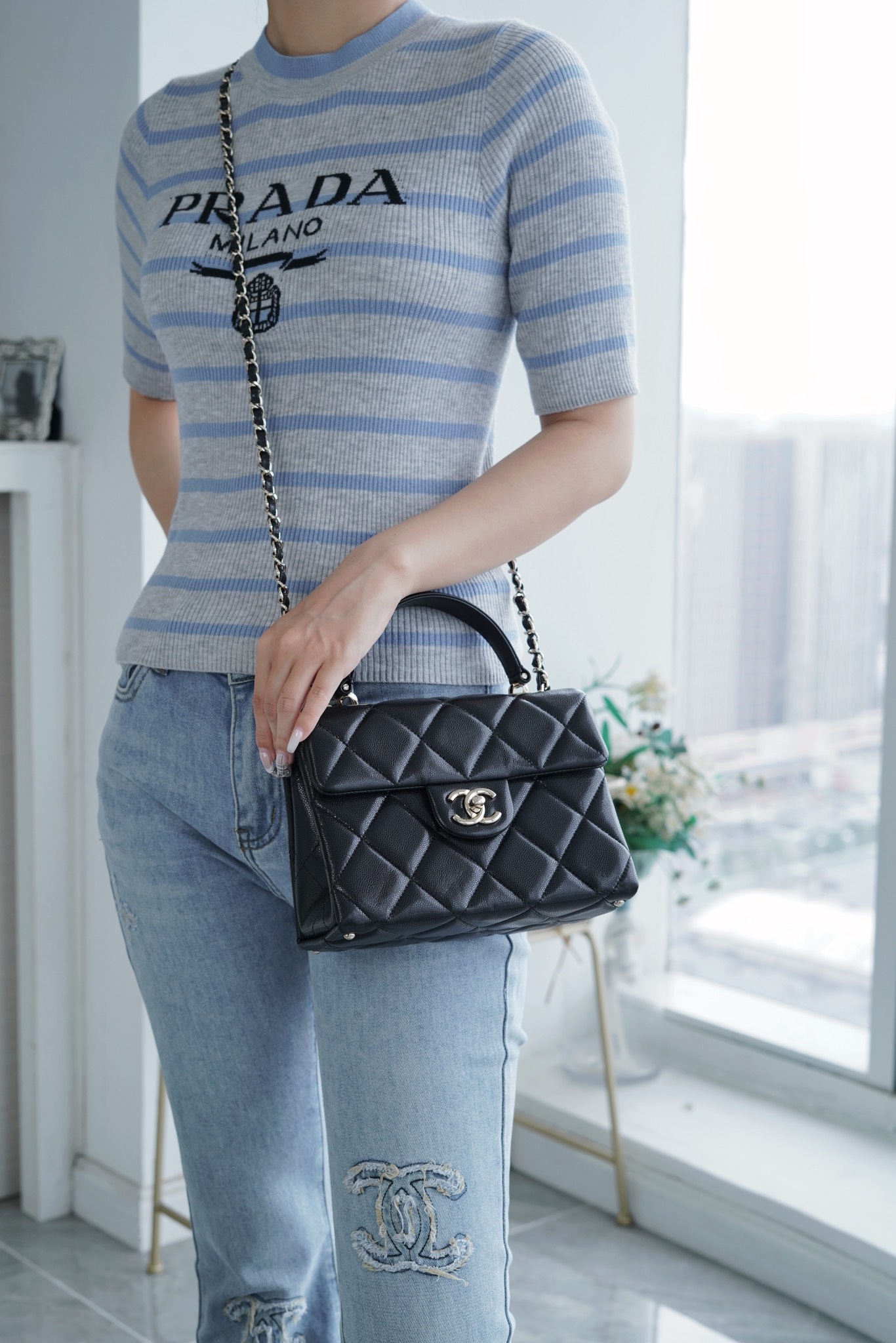 CHANEL 24p 手柄kelly盒子 黑色小号 图5