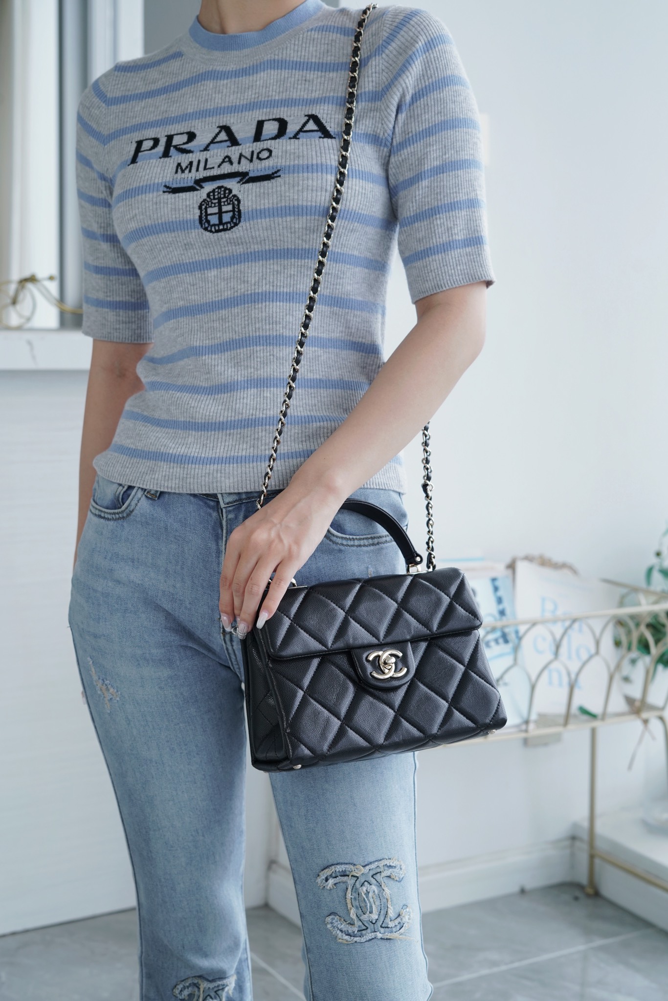 CHANEL 24p 手柄kelly盒子 黑色小号 图6