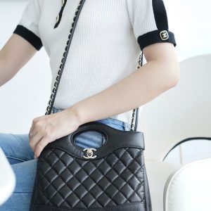 Chanel 31bag mini 黑色 褶皱小牛皮 图2