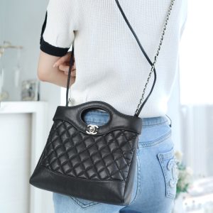Chanel 31bag mini 黑色 褶皱小牛皮 图4