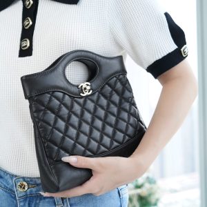 Chanel 31bag mini 黑色 褶皱小牛皮 图8