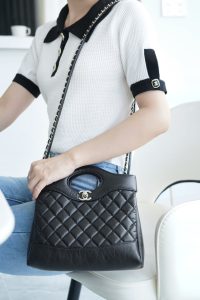 Chanel 31bag mini 黑色 褶皱小牛皮 图2