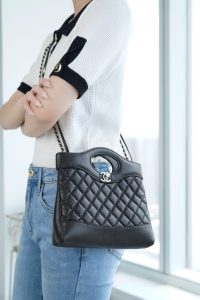 Chanel 31bag mini 黑色 褶皱小牛皮 图9