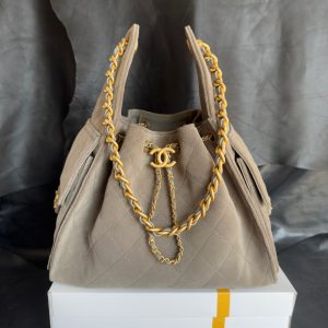 Chanel 25c 灰色麂皮hobo 小号 图1