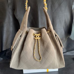 Chanel 25c 灰色麂皮hobo 小号 图6