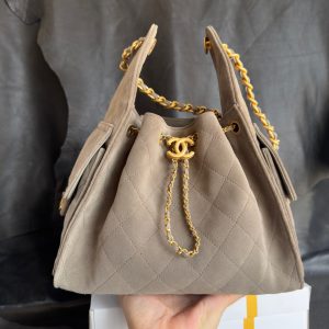 Chanel 25c 灰色麂皮hobo 小号 图9