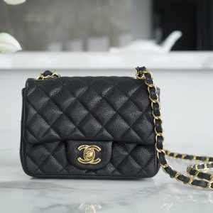 CF Classic Flap |荔枝纹 方胖子 黑金 图1