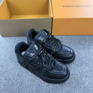 上新 1v驴牌 trainer小胖丁 皮革防滑 低帮板鞋 男女同款 黑色 图1