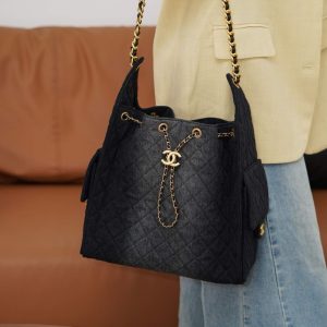 Chanel hobo bag 黑色牛仔 中号 图3