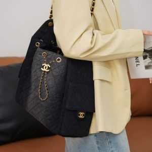 Chanel hobo bag 黑色牛仔 中号 图7