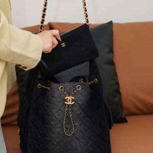 Chanel hobo bag 黑色牛仔 中号 图8